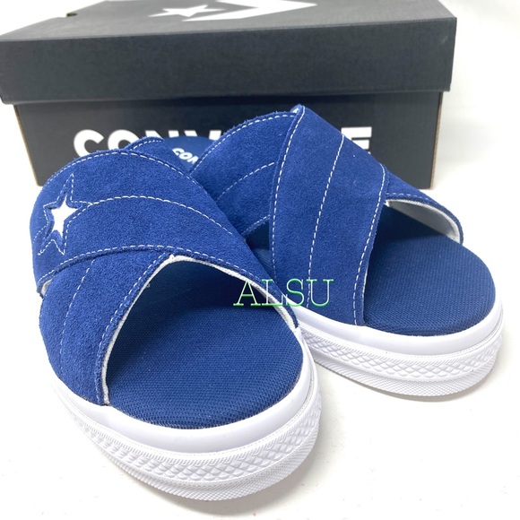 Converse One Star Sandal Slides Sip Navy Suede Women’s Sizes 564147C - Picture 11 of 12